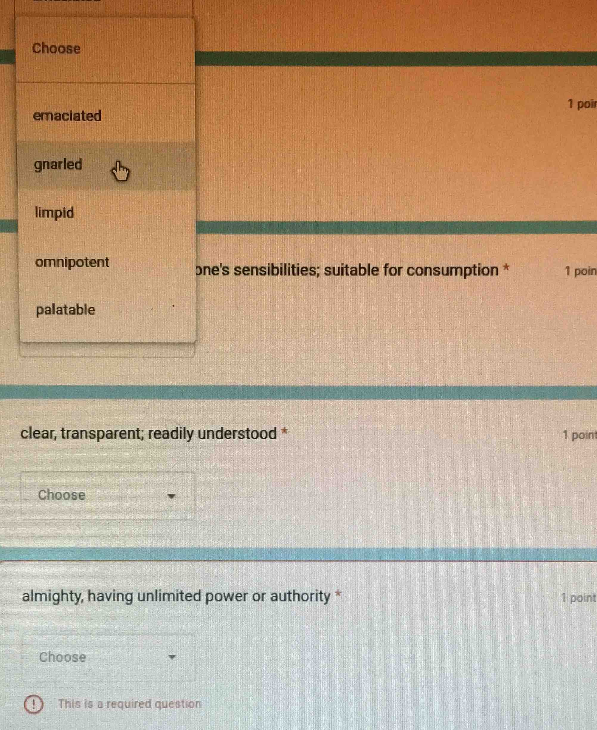 ones sensibilities; suitable for consumption * clear, transparent; read…