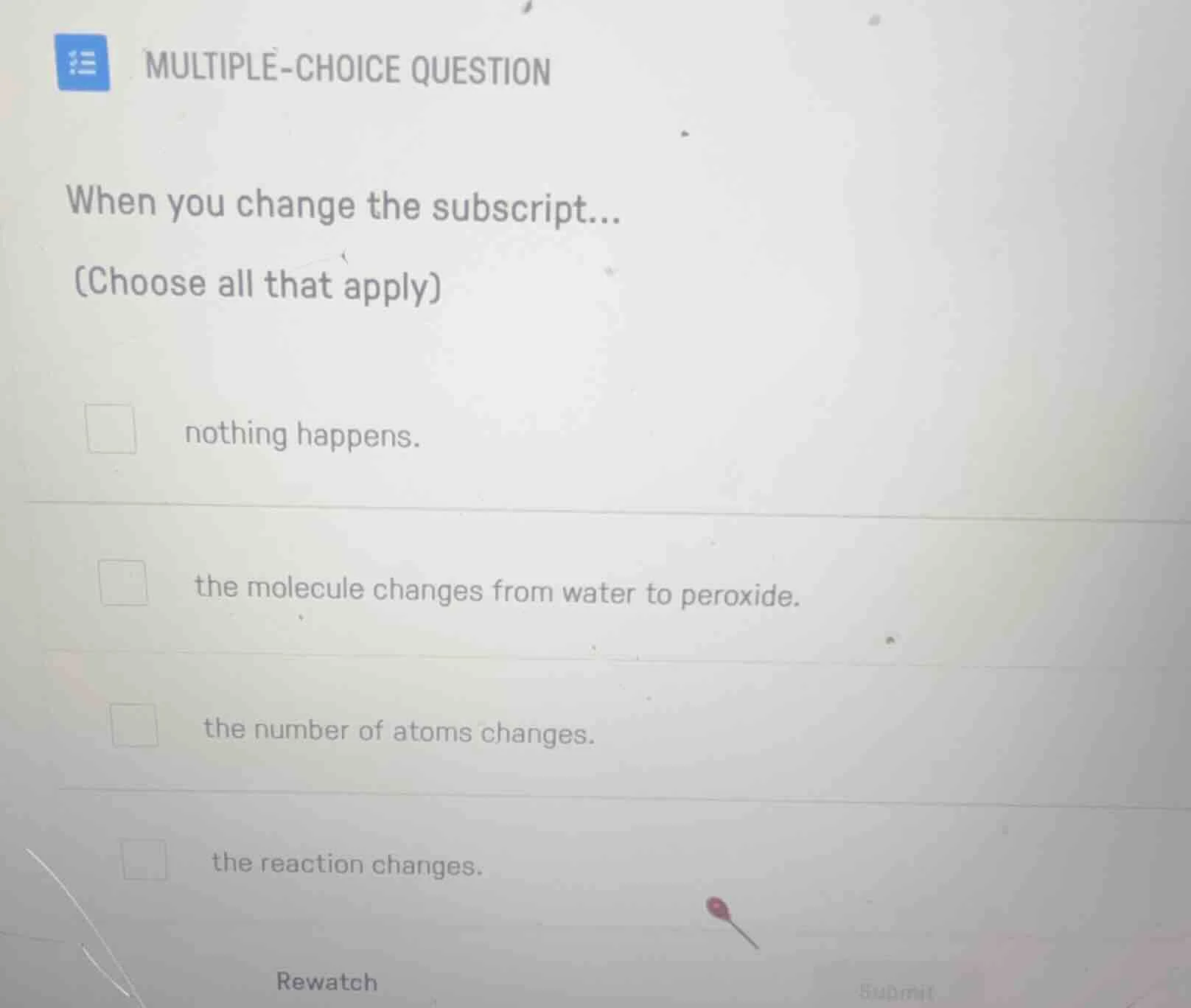 multiple-choice question when you change the subscript... (choose all t…