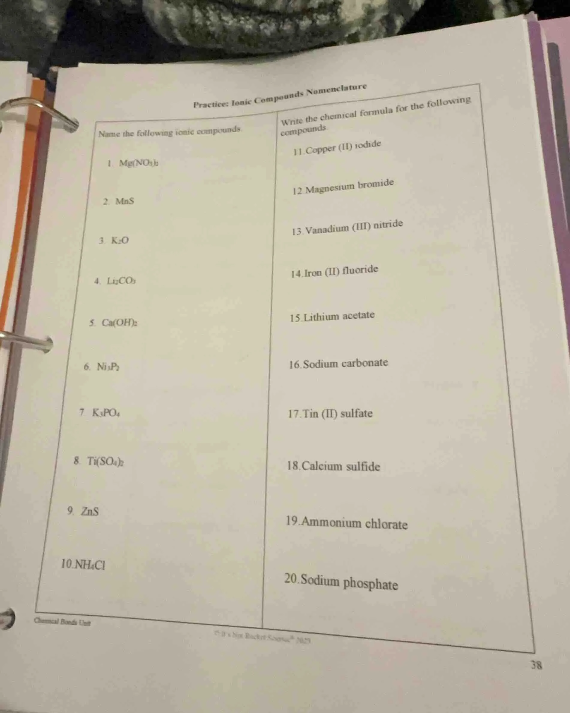 practice: ionic compounds nomenclature name the following ionic compoun…