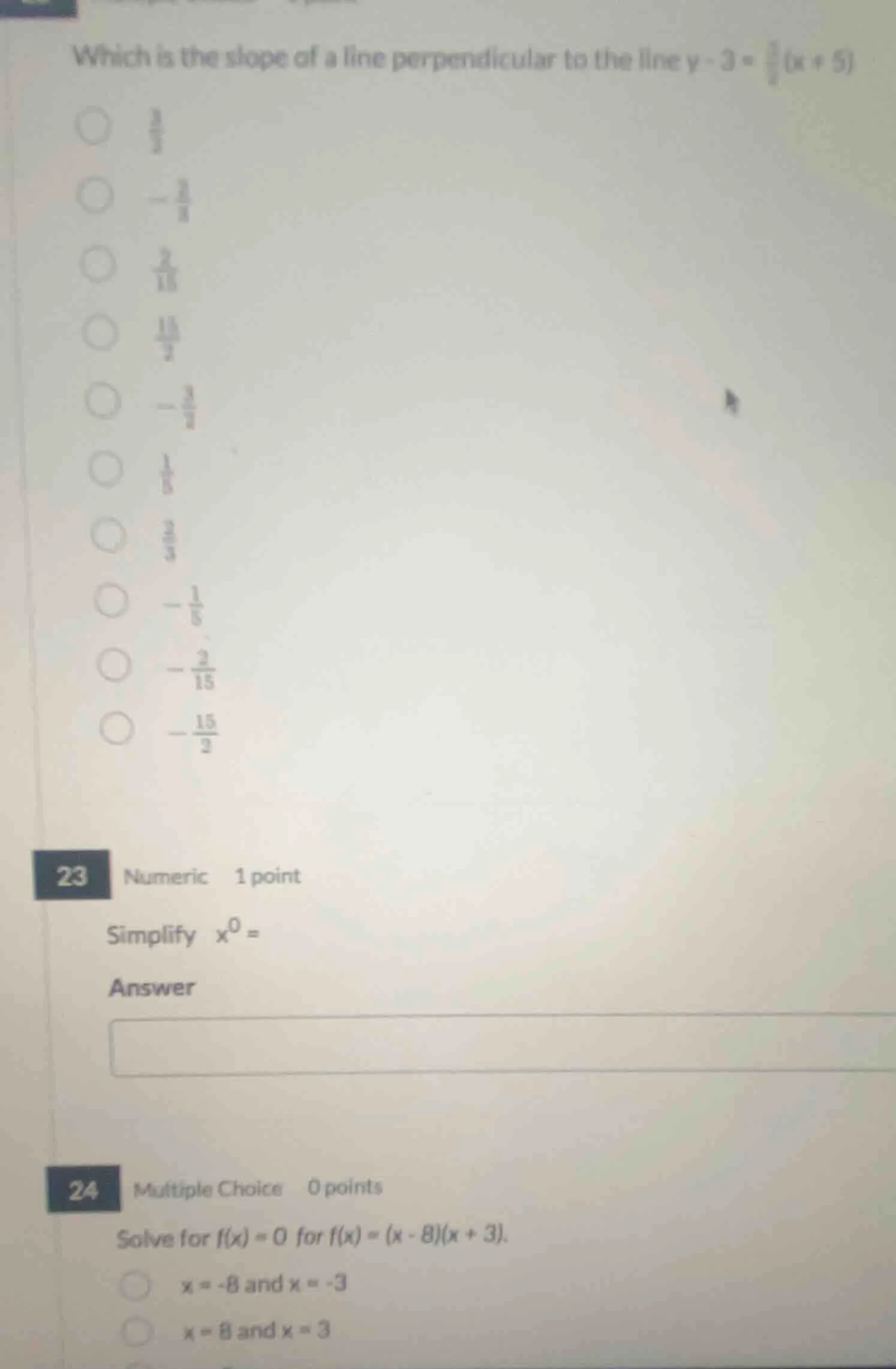 which is the slope of a line perpendicular to the line $y - 3 = \\frac{…