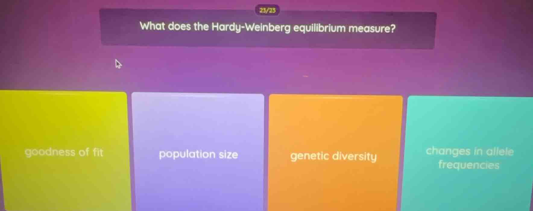 what does the hardy-weinberg equilibrium measure? goodness of fit popul…
