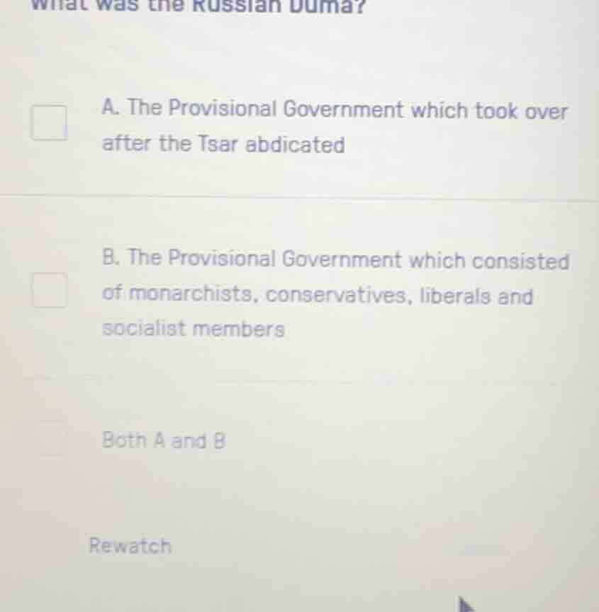 what was the russian duma? a. the provisional government which took ove…
