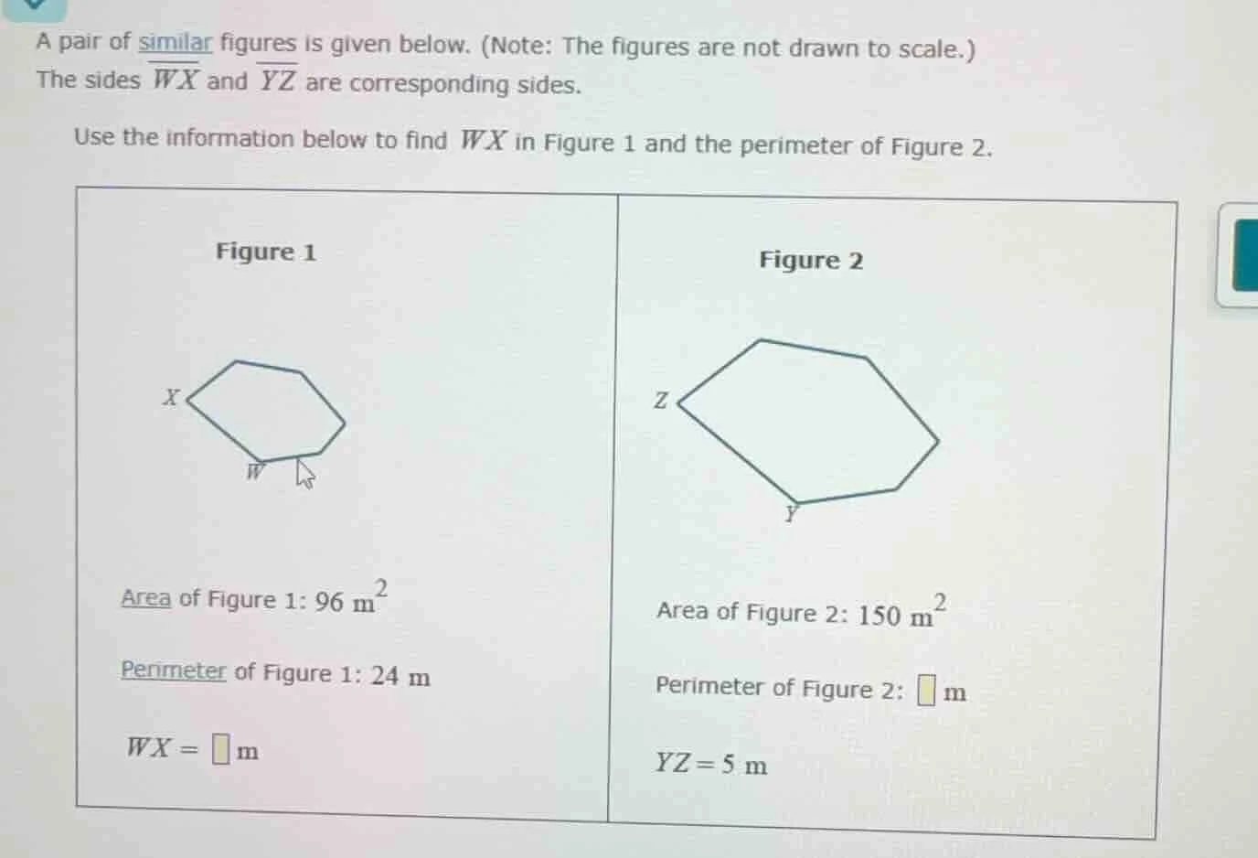 a pair of similar figures is given below. (note: the figures are not dr…