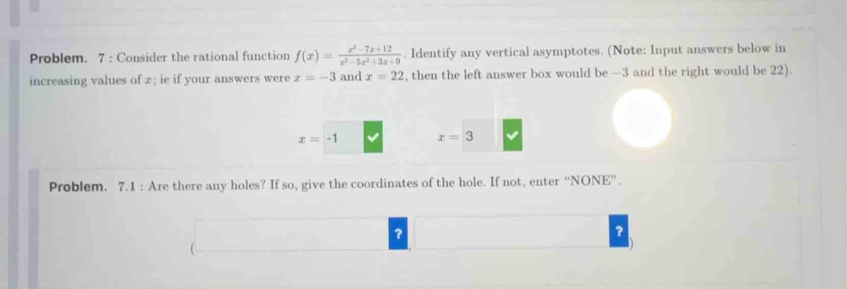 problem. 7 : consider the rational function $f(x) = \\frac{x^2 - 7x + 1…