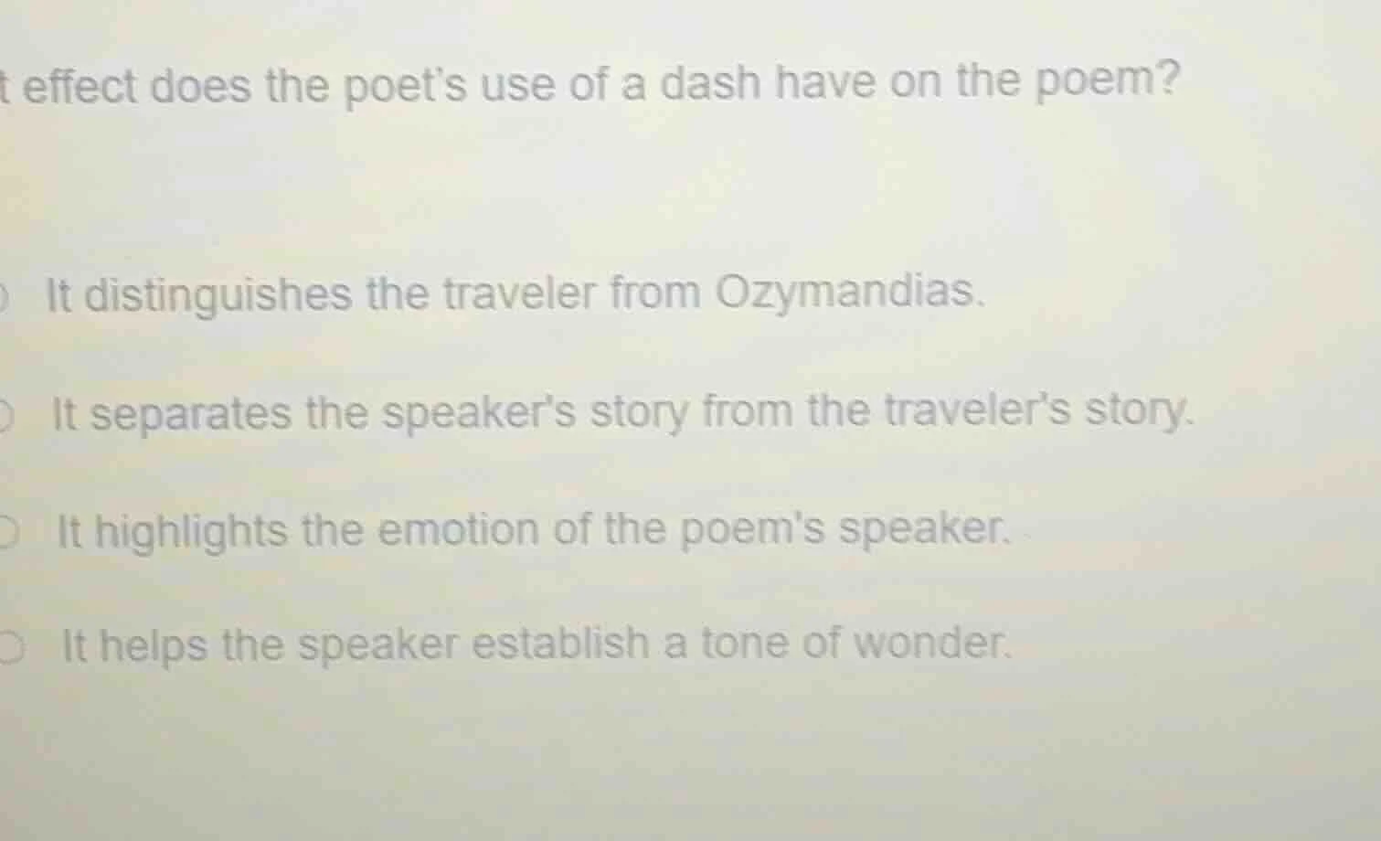 t effect does the poet’s use of a dash have on the poem? it distinguish…