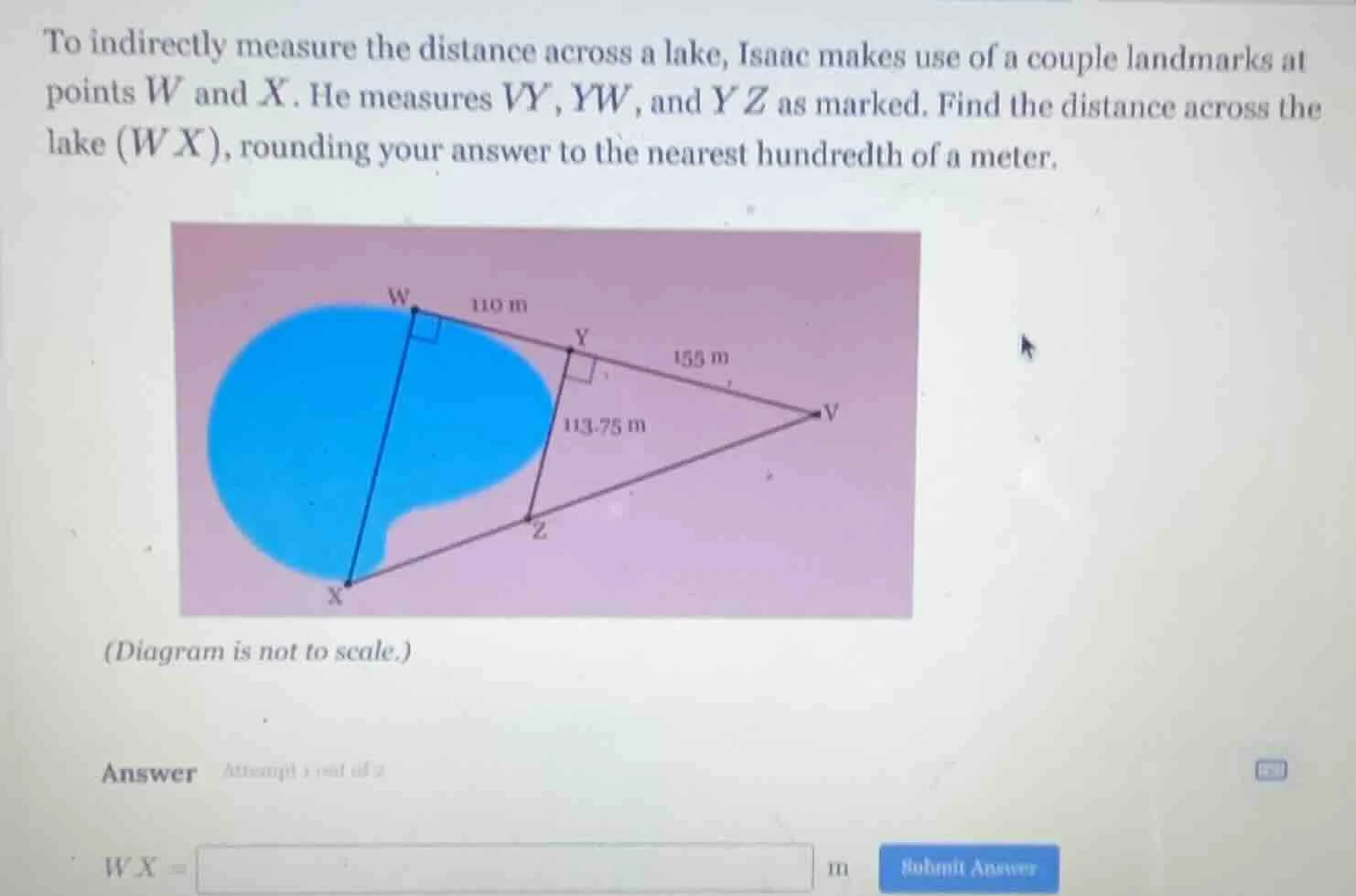 to indirectly measure the distance across a lake, isaac makes use of a …