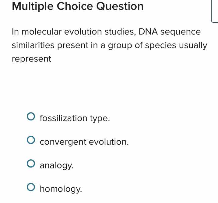 multiple choice question in molecular evolution studies, dna sequence s…