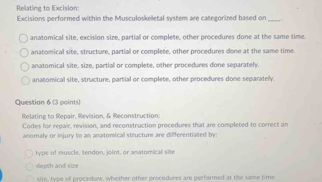 relating to excision: excisions performed within the musculoskeletal sy…