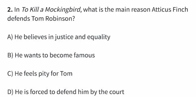 2. in to kill a mockingbird, what is the main reason atticus finch defe…