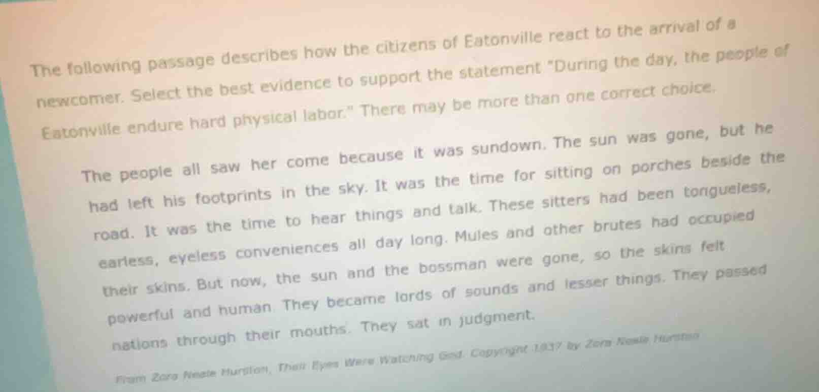 the following passage describes how the citizens of eatonville react to…