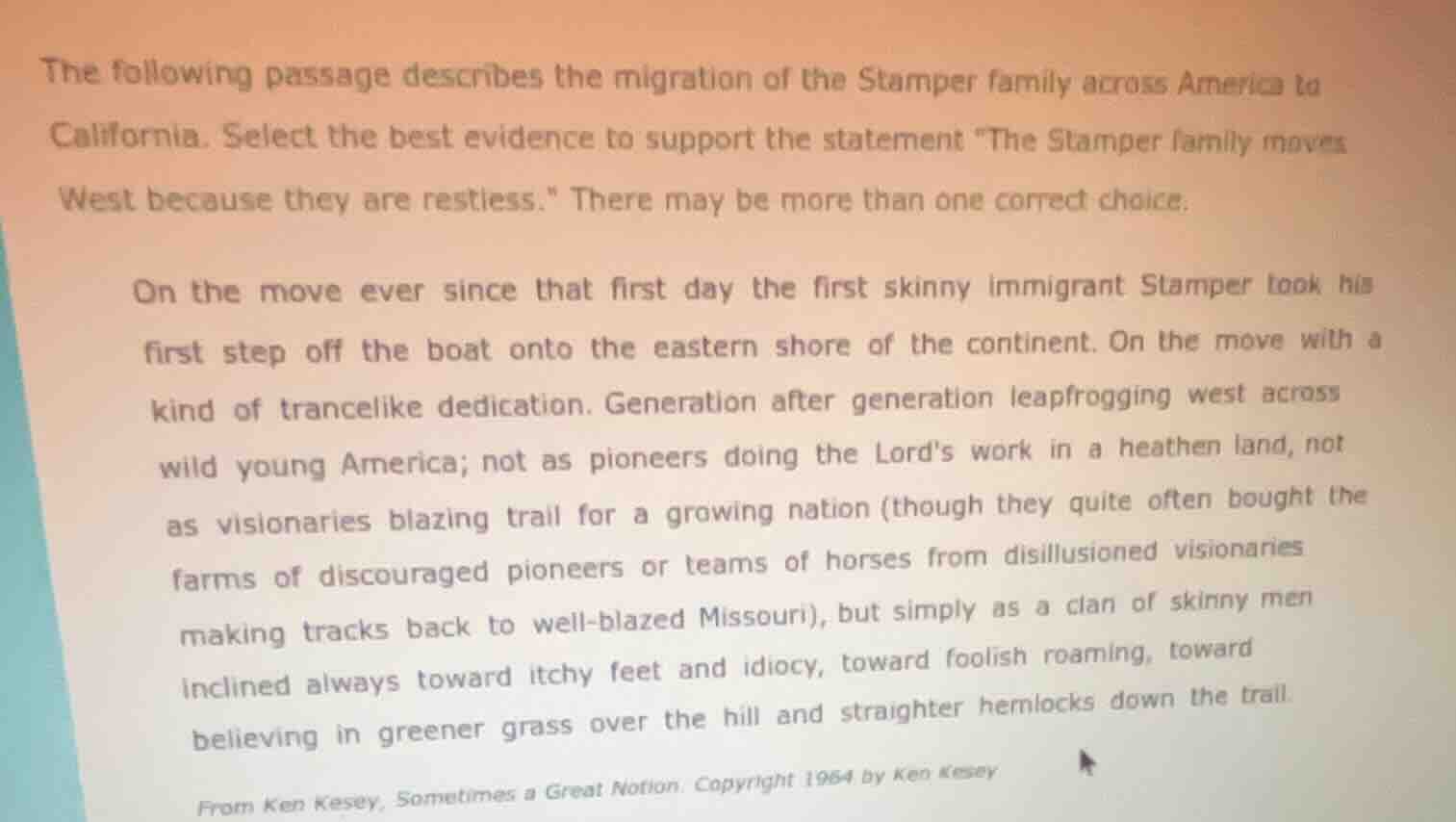 the following passage describes the migration of the stamper family acr…