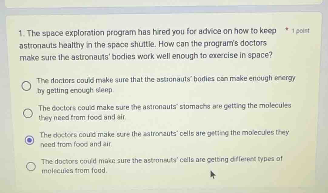 1. the space exploration program has hired you for advice on how to kee…