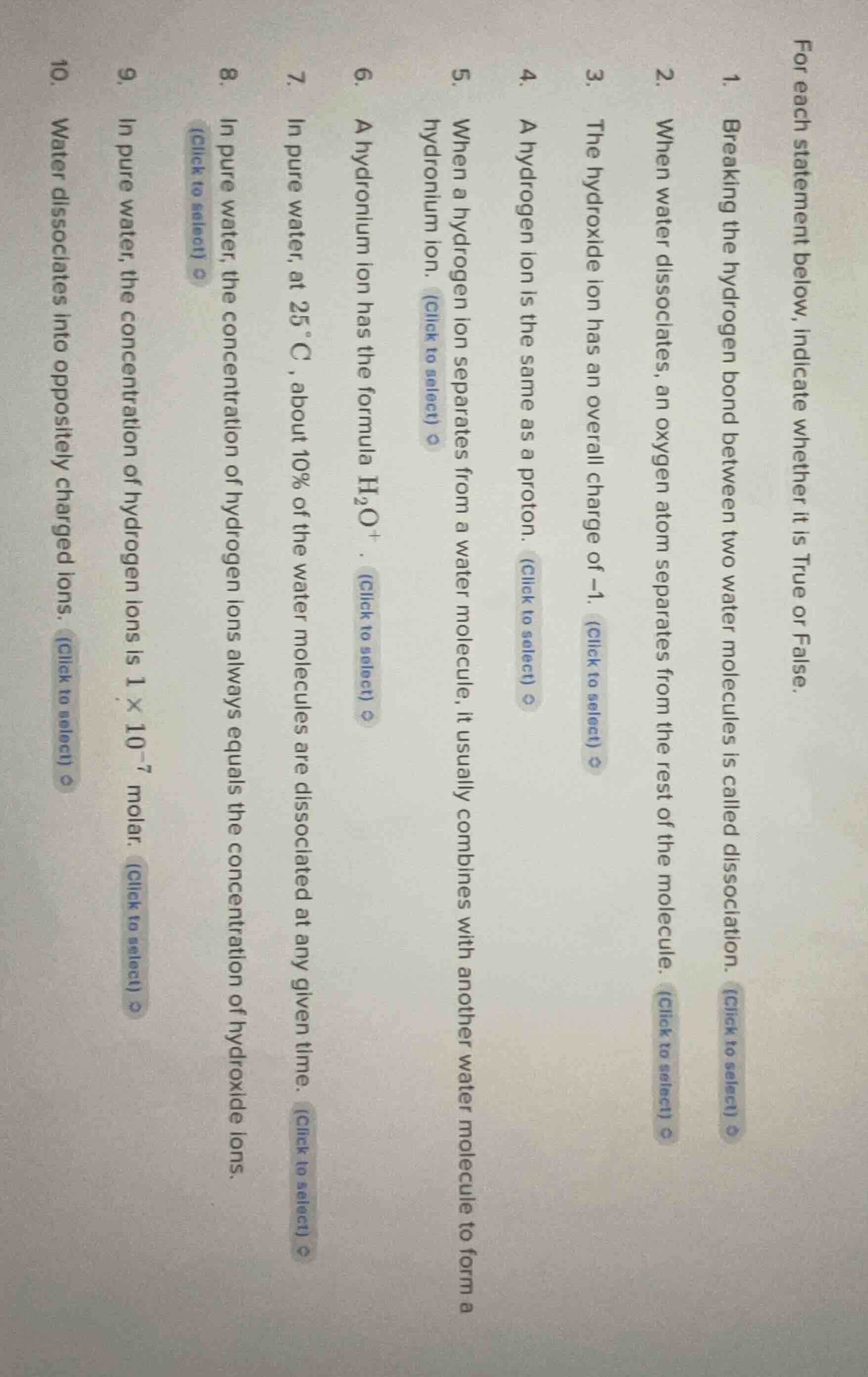 for each statement below, indicate whether it is true or false. 1. brea…