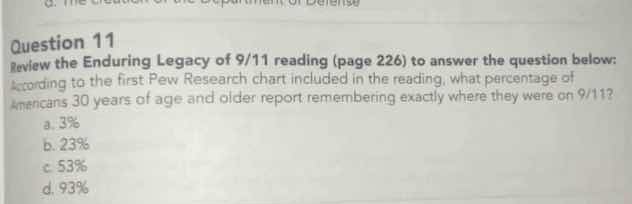 question 11 review the enduring legacy of 9/11 reading (page 226) to an…