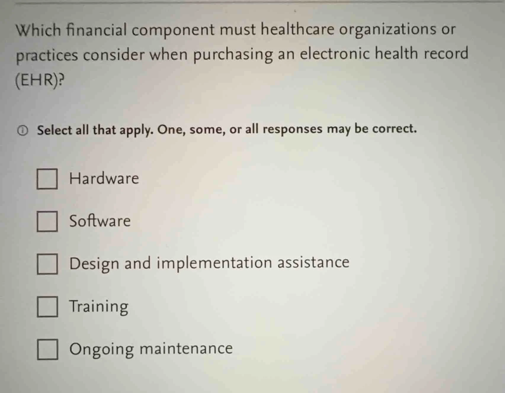 which financial component must healthcare organizations or practices co…