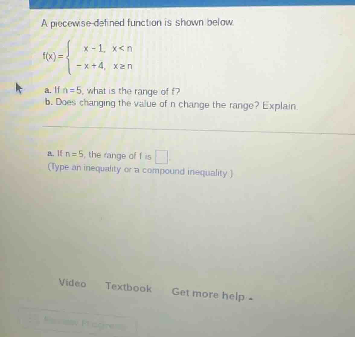 a piecewise - defined function is shown below. $f(x)=\begin{cases}x - 1…