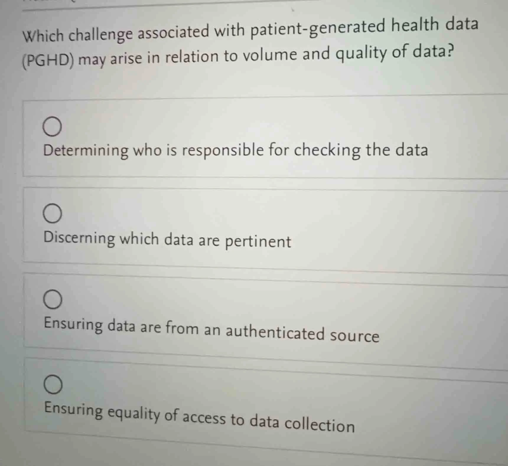 which challenge associated with patient - generated health data (pghd) …