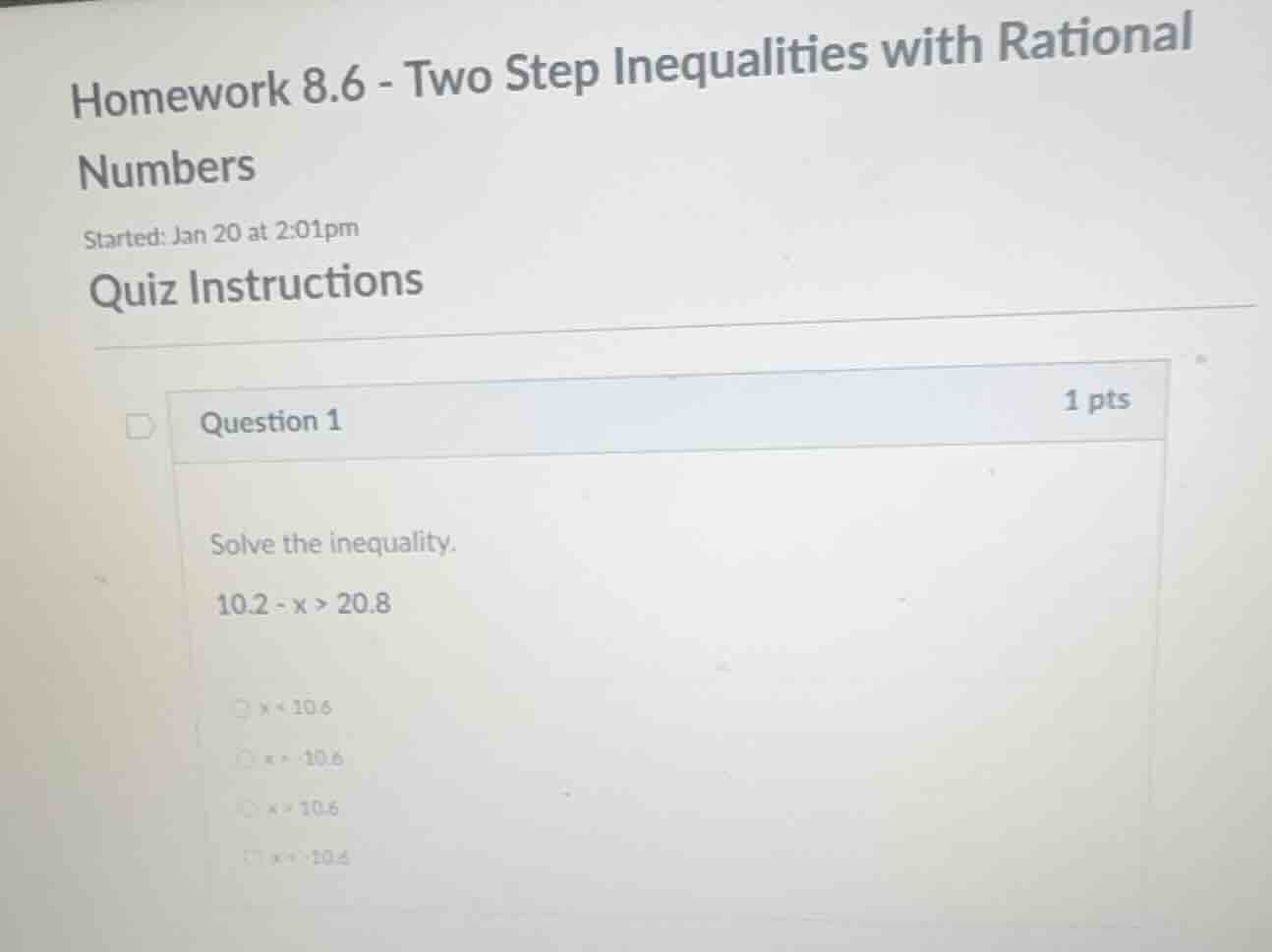 homework 8.6 - two step inequalities with rational numbers started: jan…