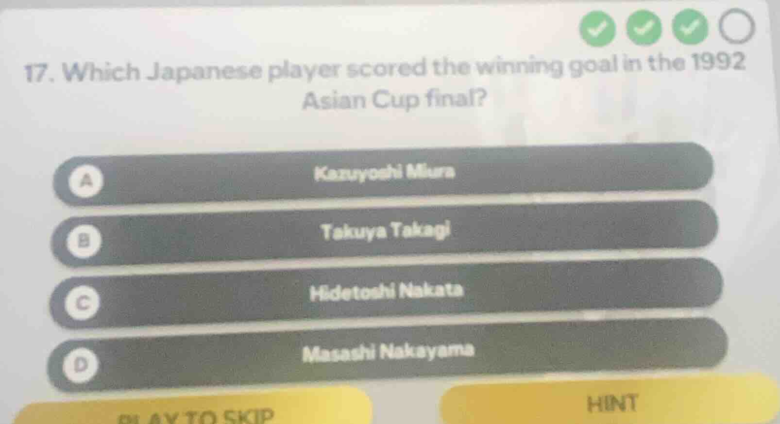 17. which japanese player scored the winning goal in the 1992 asian cup…