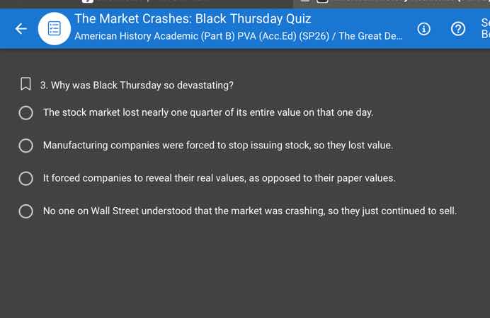the market crashes: black thursday quiz american history academic (part…