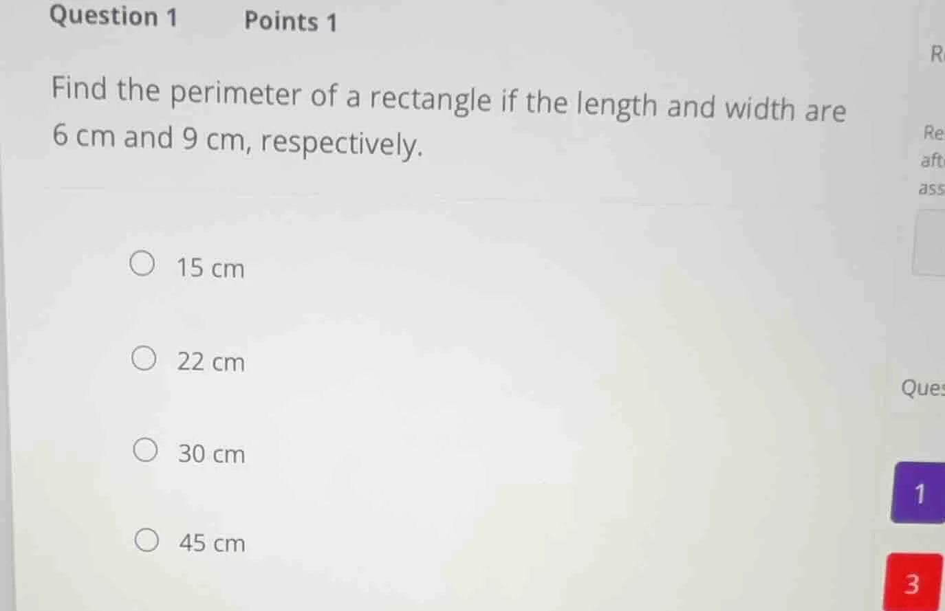 question 1 points 1 find the perimeter of a rectangle if the length and…