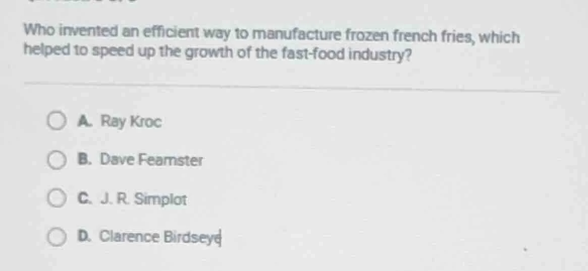 who invented an efficient way to manufacture frozen french fries, which…