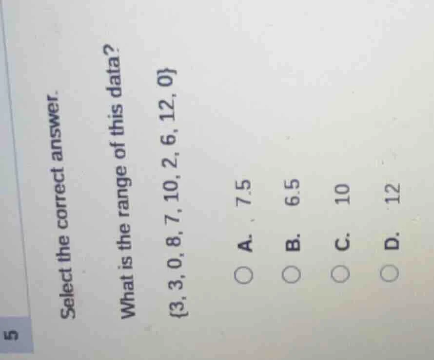select the correct answer. what is the range of this data? {3, 3, 0, 8,…