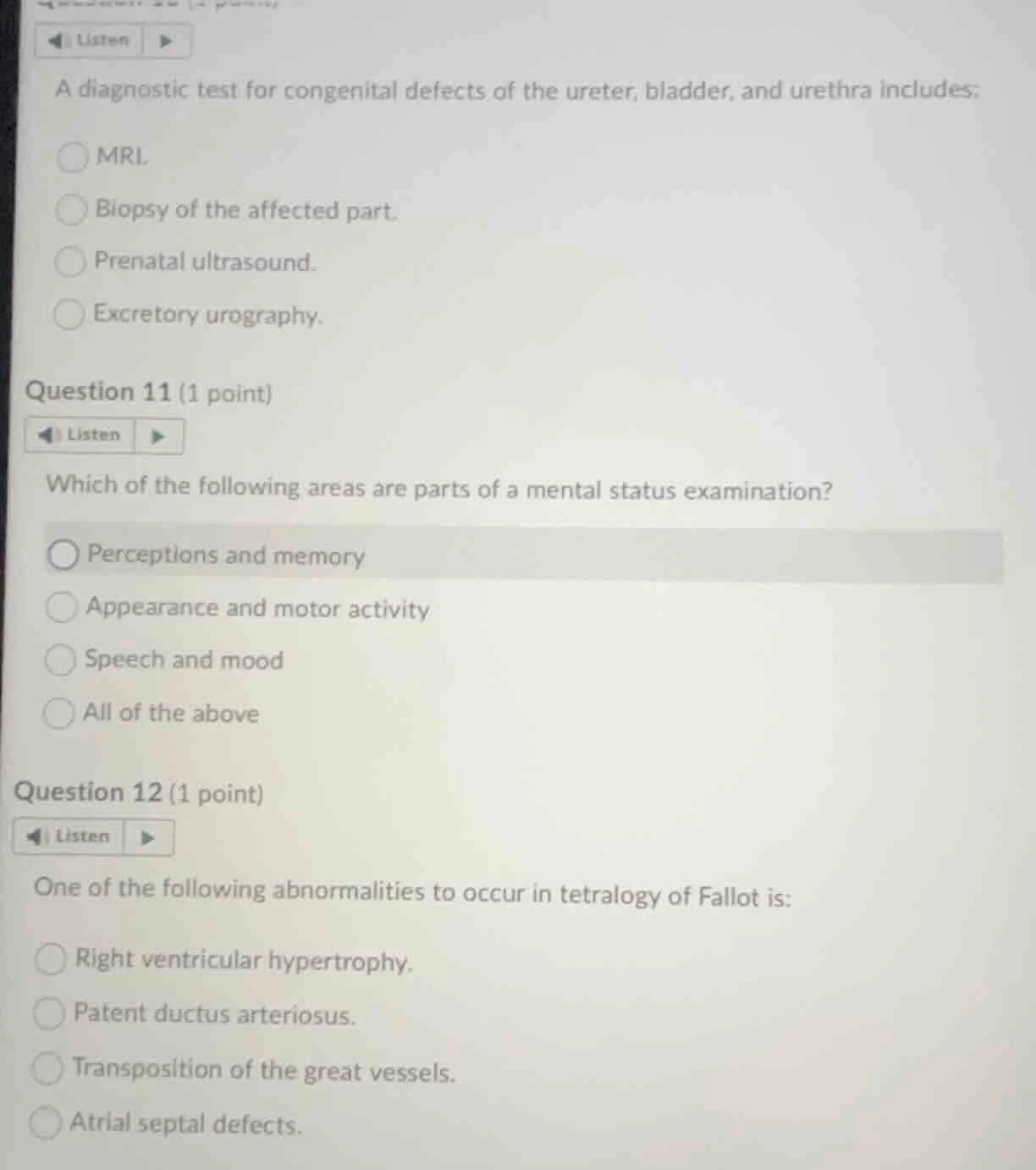 a diagnostic test for congenital defects of the ureter, bladder, and ur…