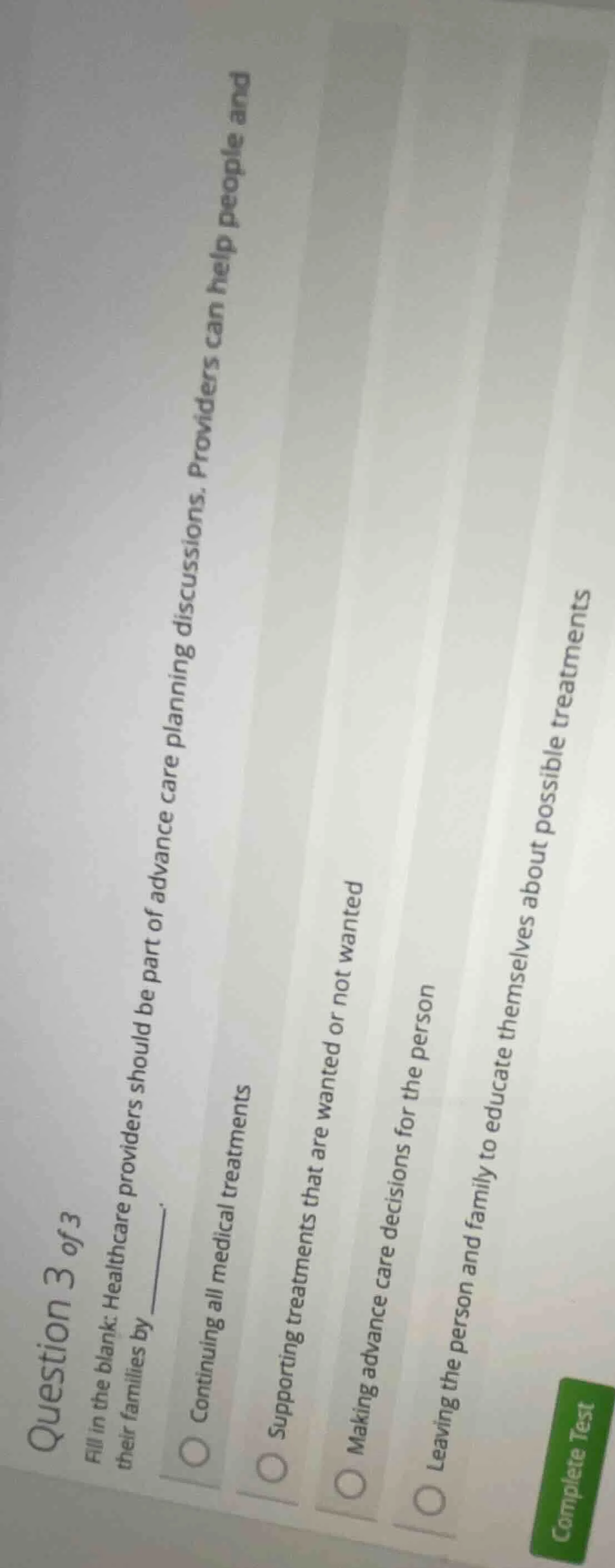 question 3 of 3 fill in the blank: healthcare providers should be part …
