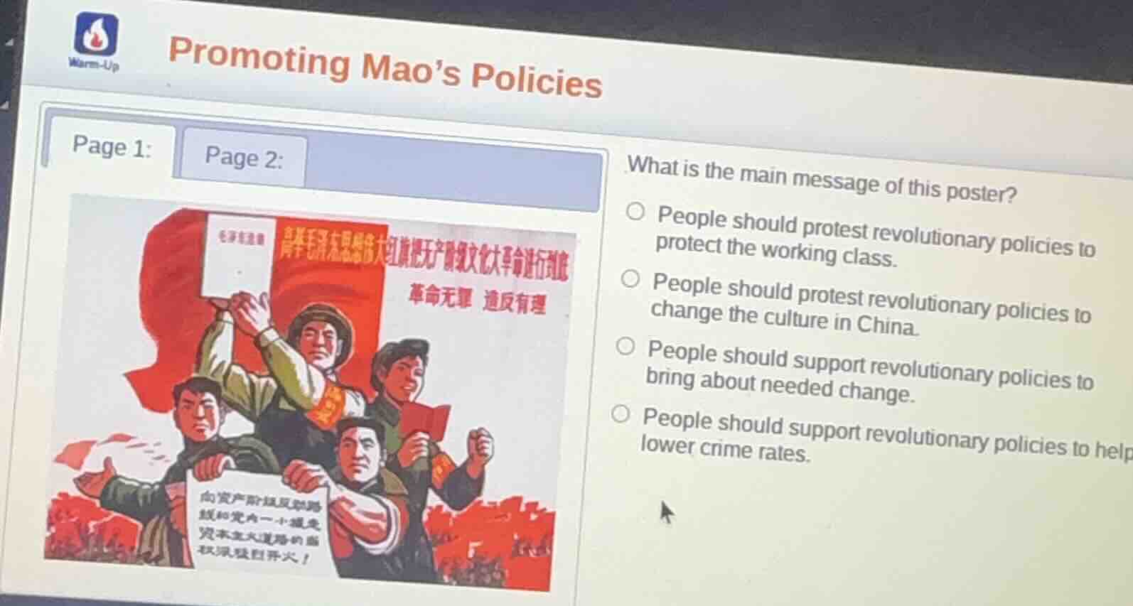 promoting mao’s policies page 1: page 2: what is the main message of th…