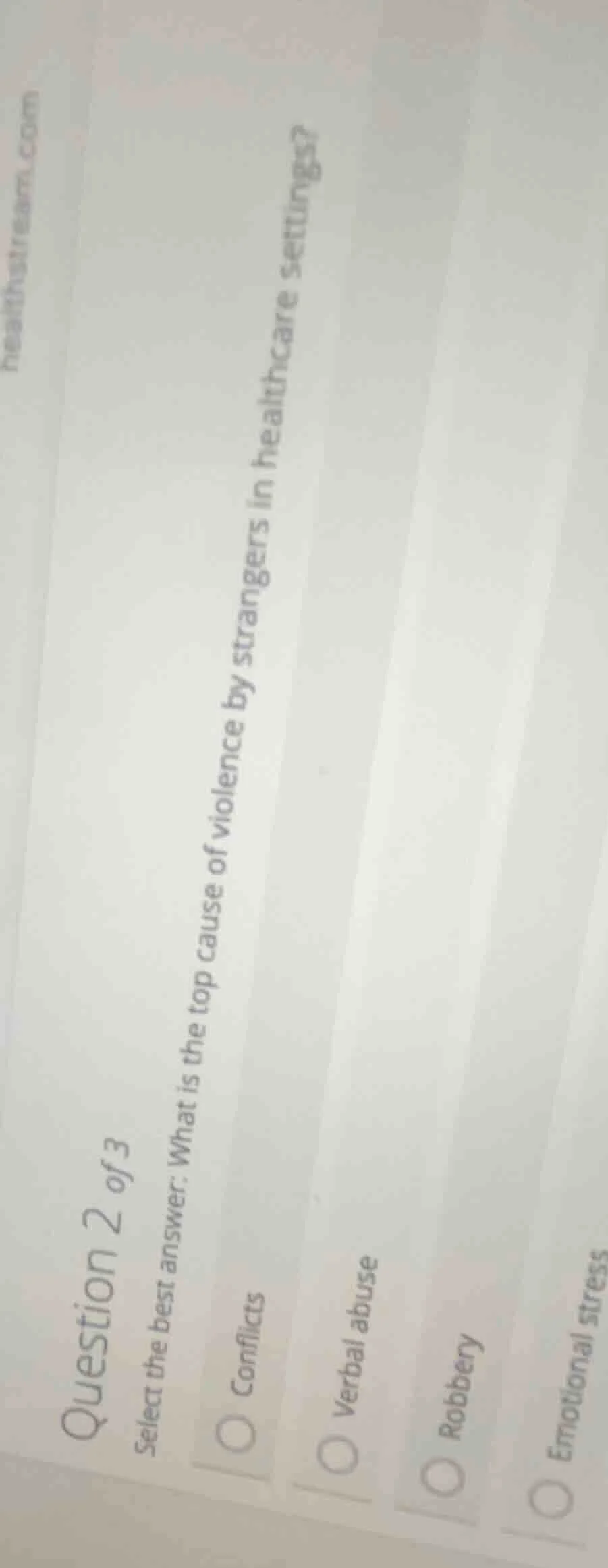 question 2 of 3 select the best answer: what is the top cause of violen…