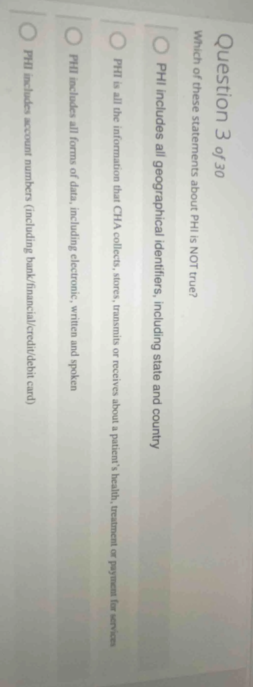 question 3 of 30 which of these statements about phi is not true? phi i…