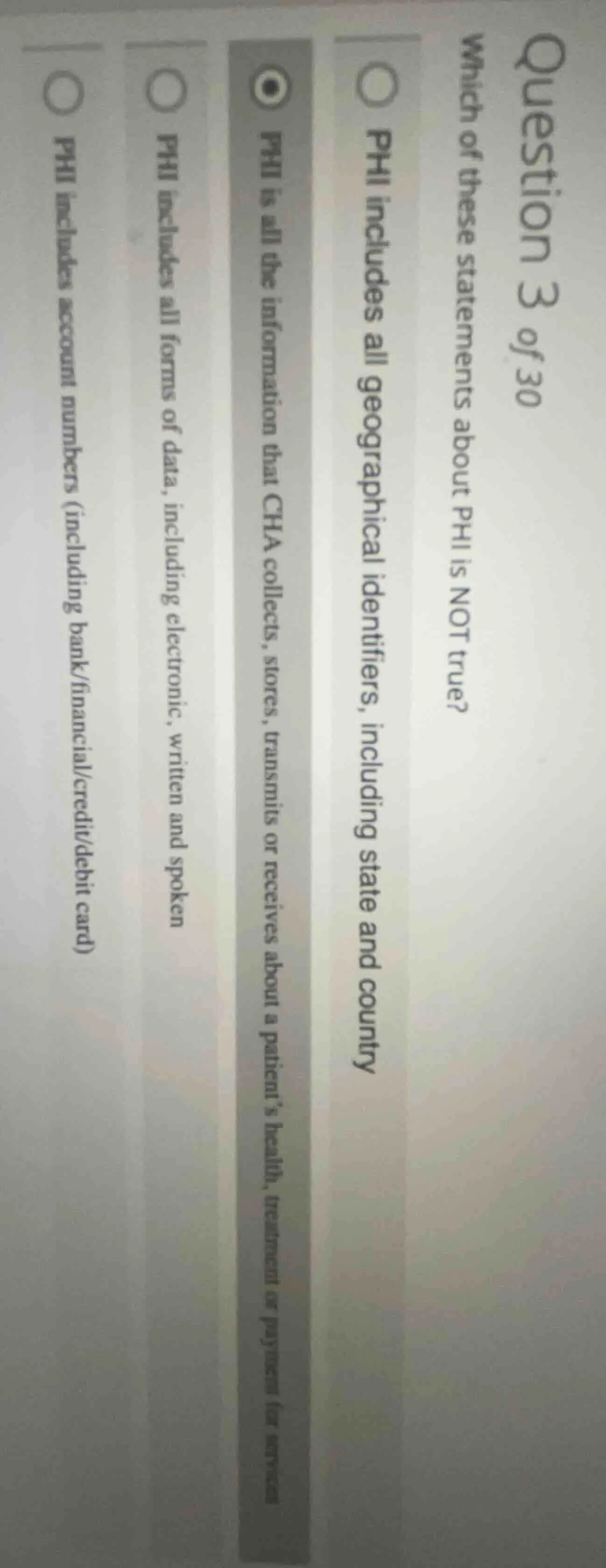 question 3 of 30 which of these statements about phi is not true? ○ phi…