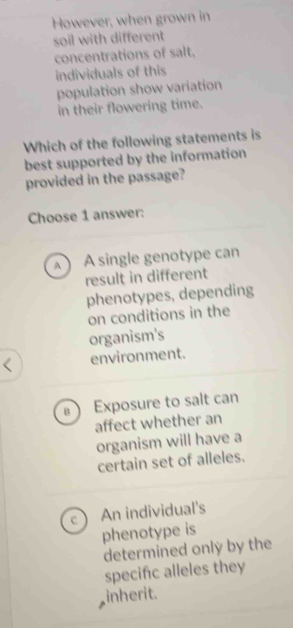 however, when grown in soil with different concentrations of salt, indi…