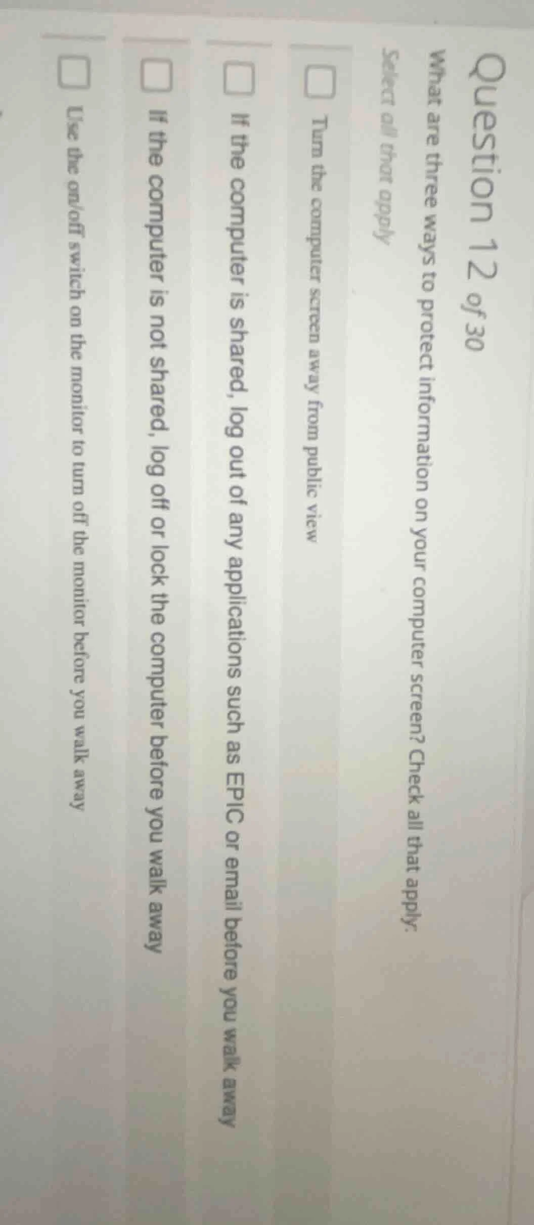 question 12 of 30 what are three ways to protect information on your co…
