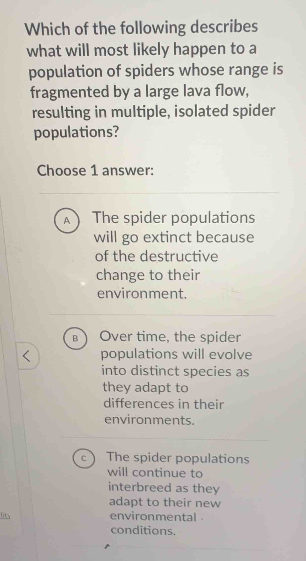 which of the following describes what will most likely happen to a popu…