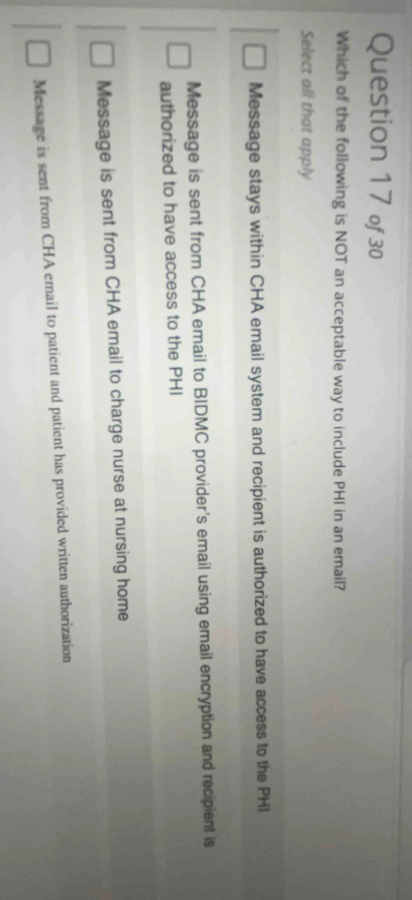 question 17 of 30 which of the following is not an acceptable way to in…