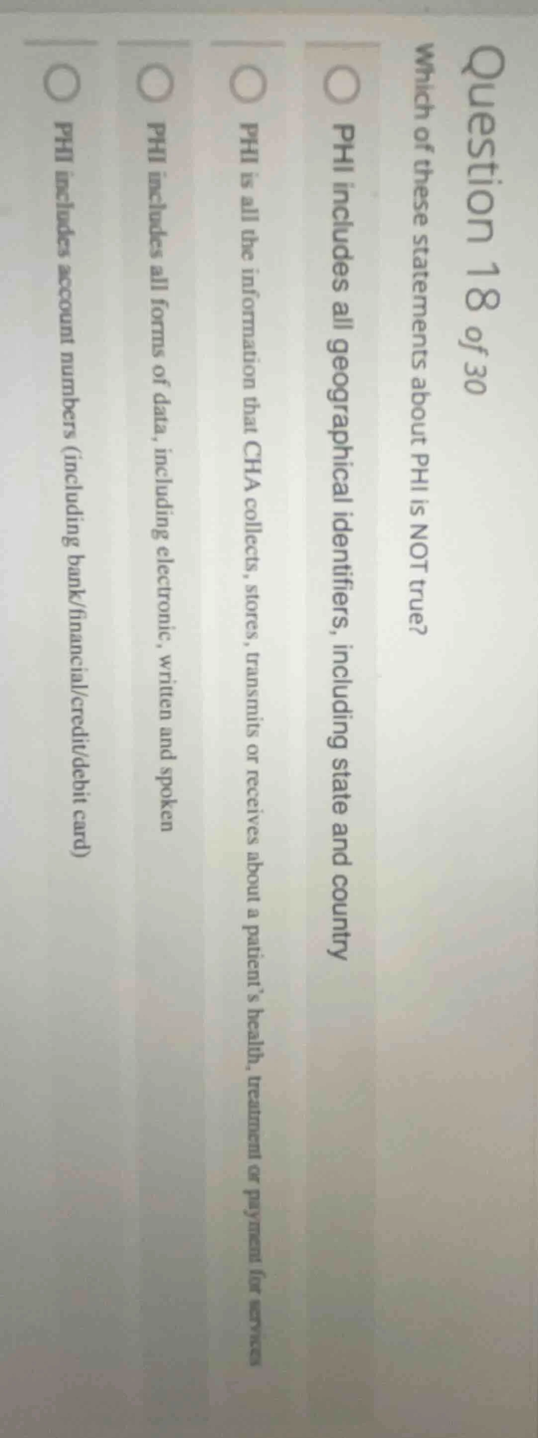 question 18 of 30 which of these statements about phi is not true? ○ ph…