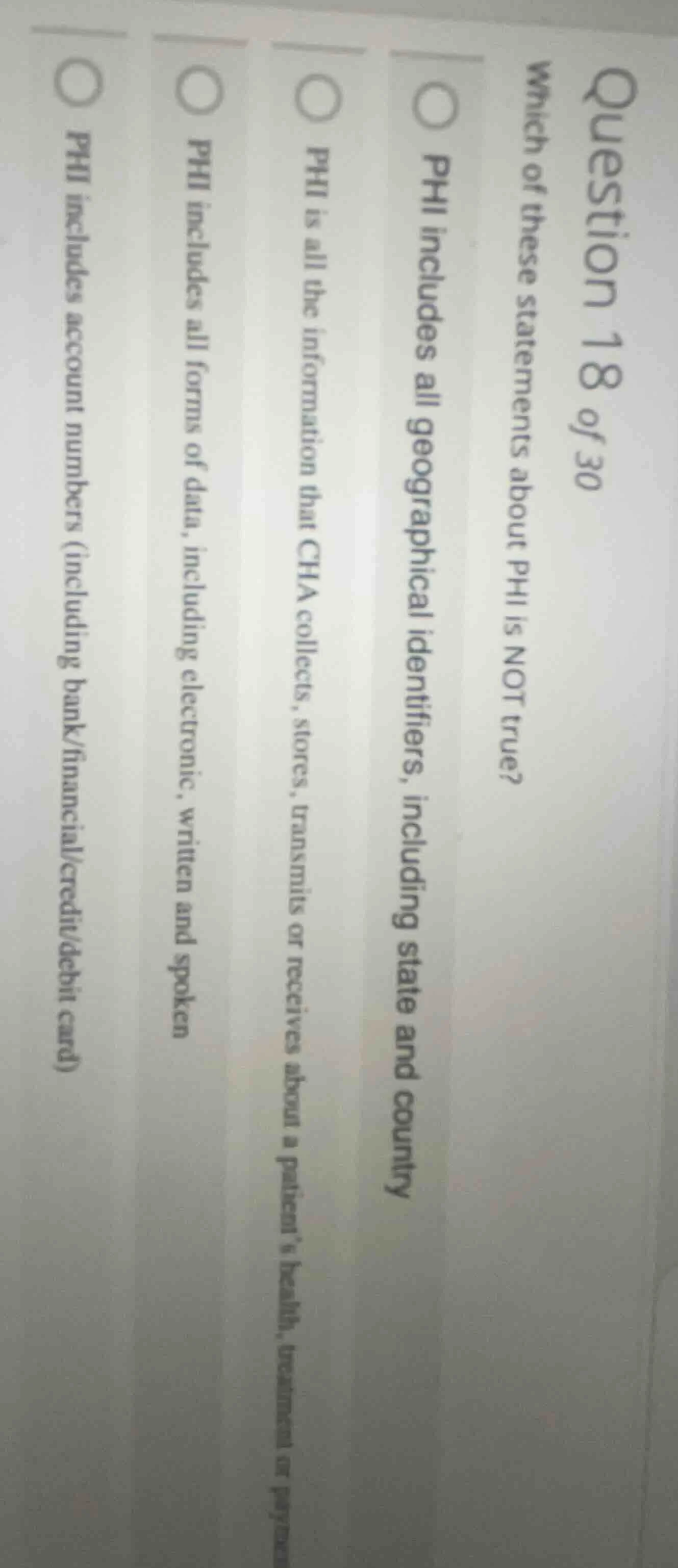 question 18 of 30 which of these statements about phi is not true? ○ ph…