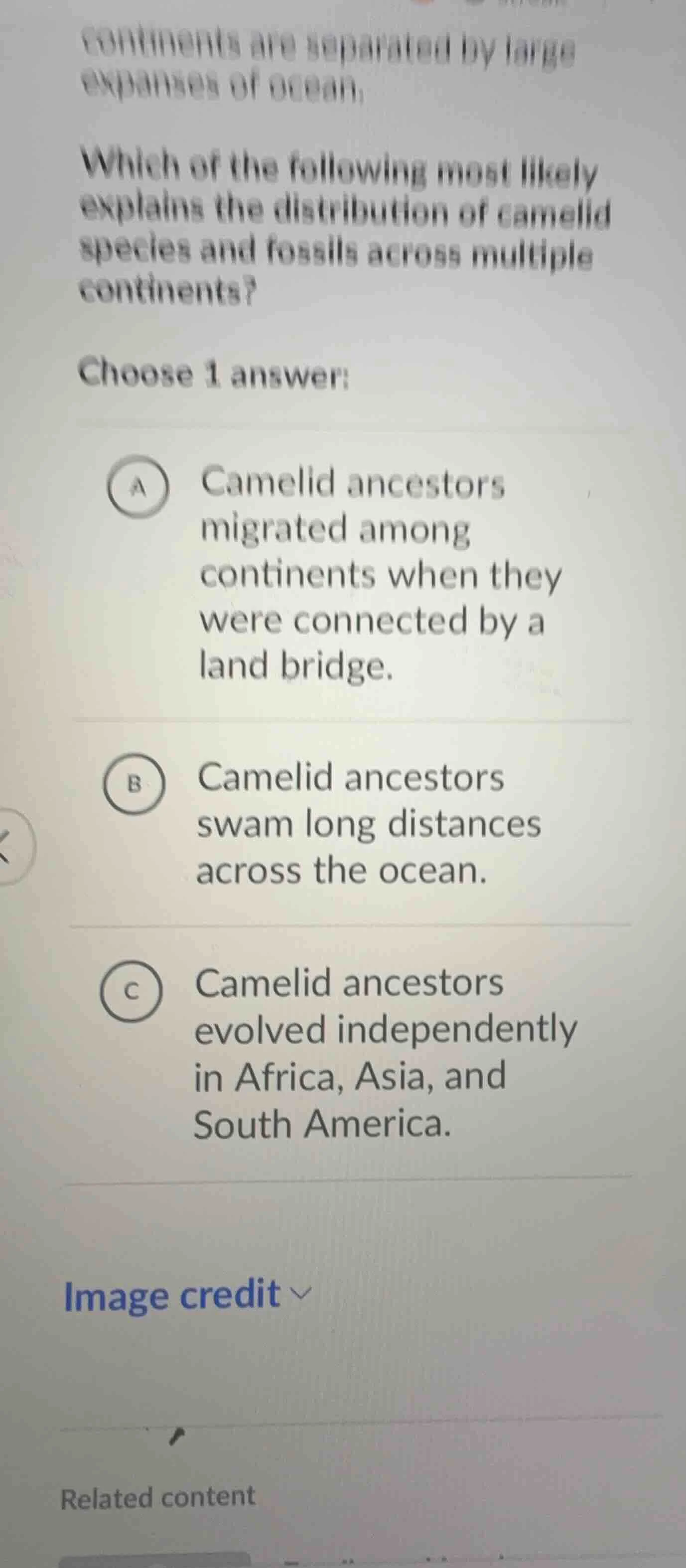 continents are separated by large expanses of ocean. which of the follo…