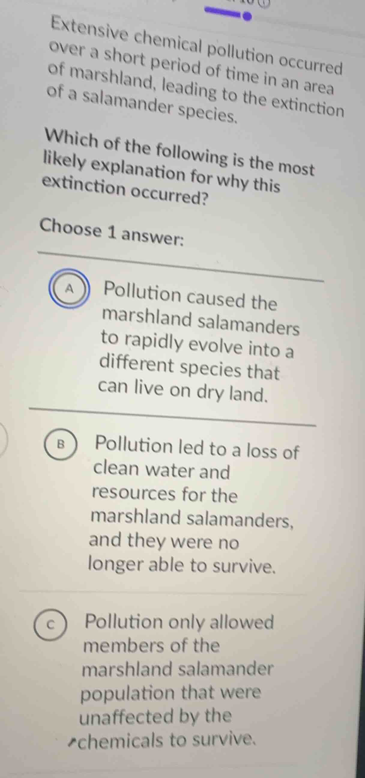 extensive chemical pollution occurred over a short period of time in an…