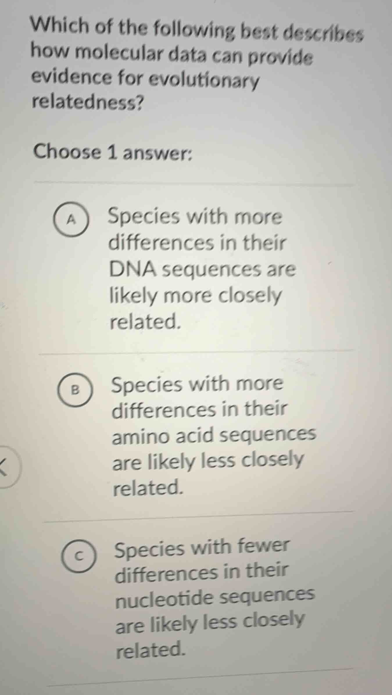 which of the following best describes how molecular data can provide ev…
