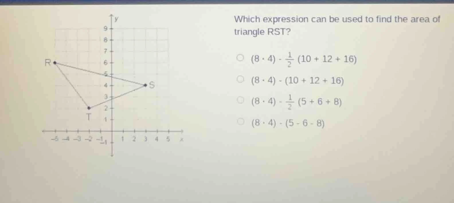 which expression can be used to find the area of triangle rst? (8·4) - …