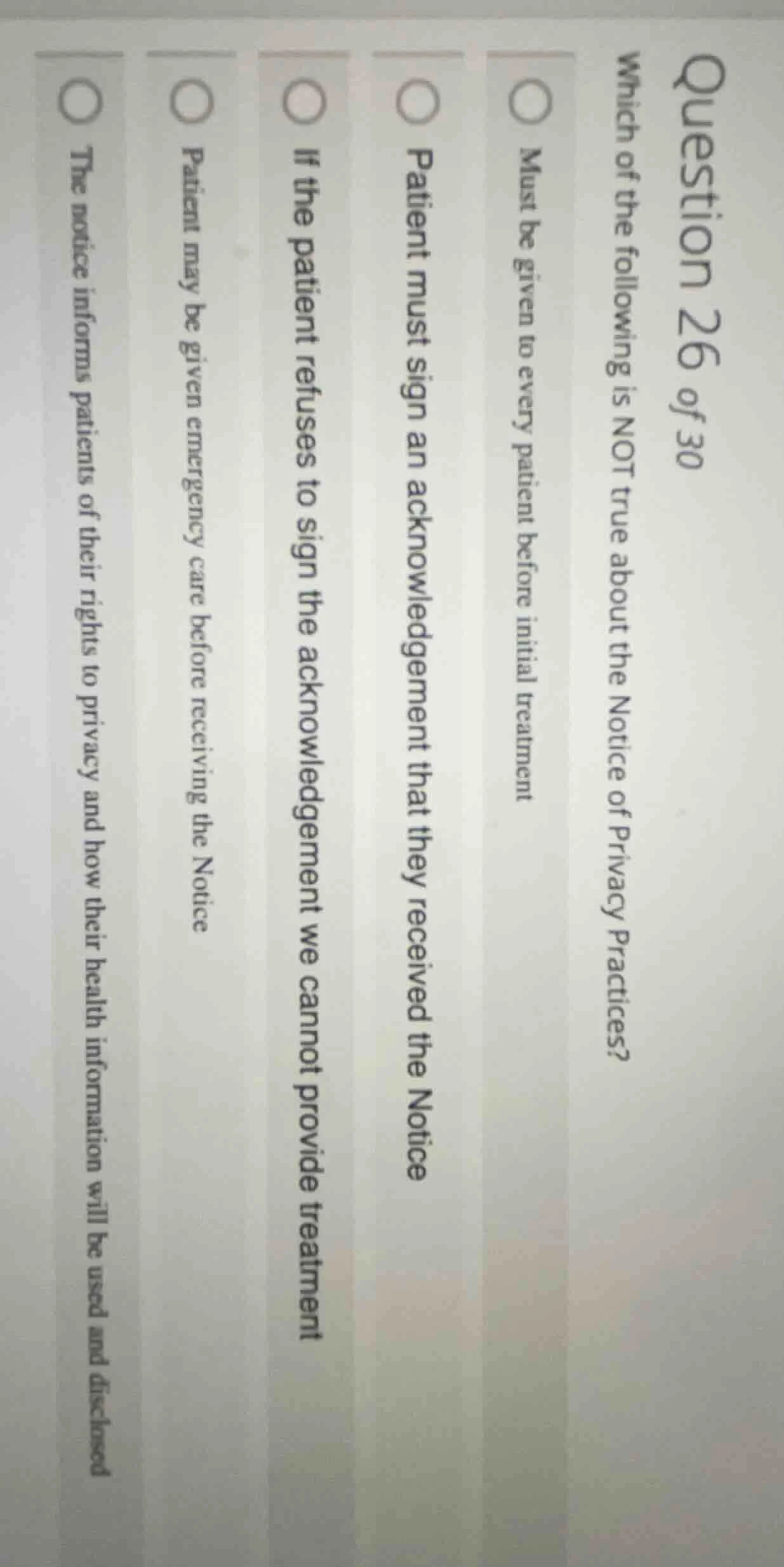 question 26 of 30 which of the following is not true about the notice o…