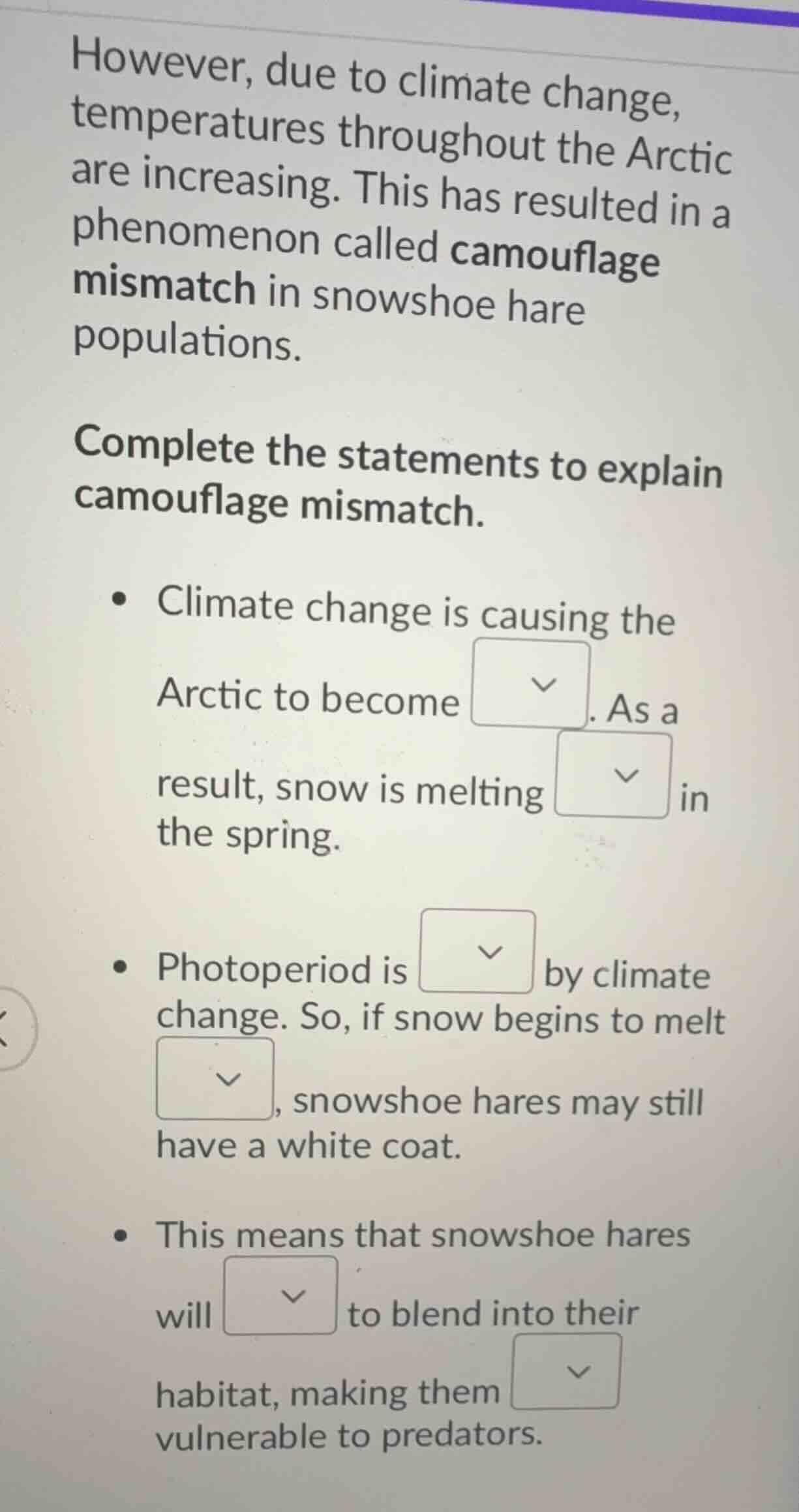 however, due to climate change, temperatures throughout the arctic are …