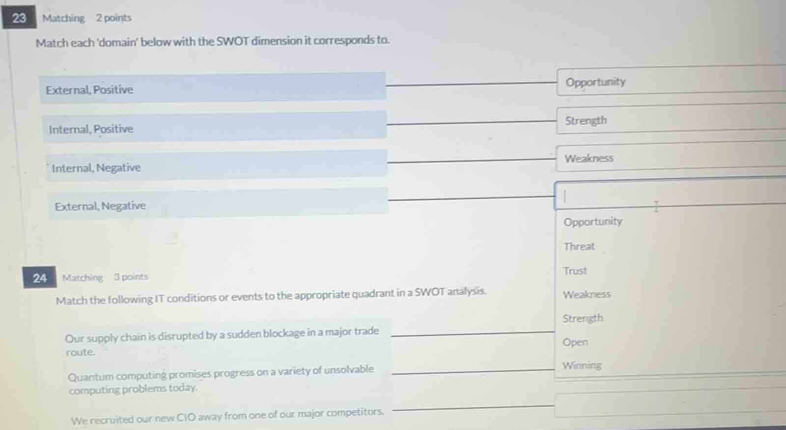 23 matching 2 points match each domain below with the swot dimension it…