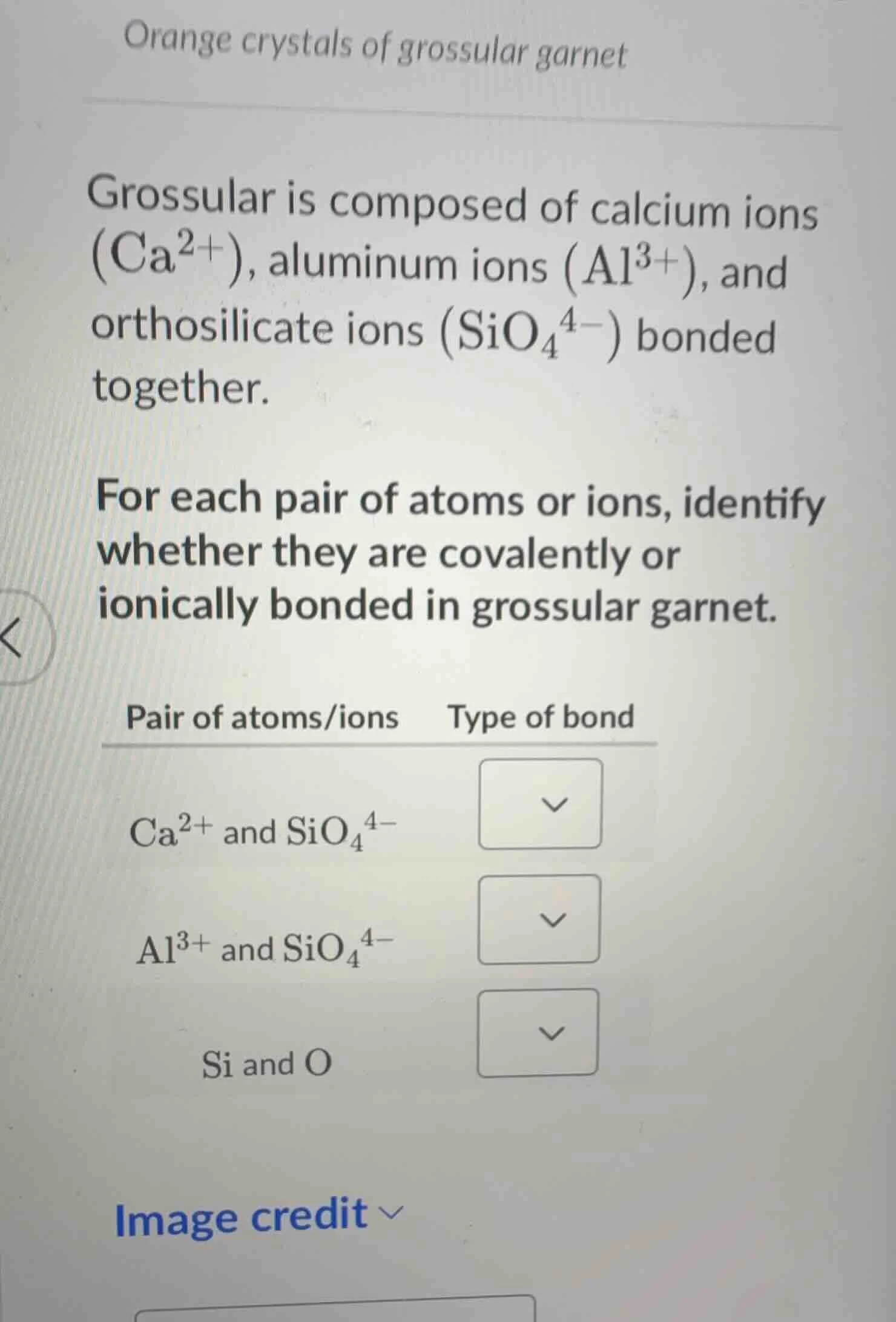 orange crystals of grossular garnet grossular is composed of calcium io…