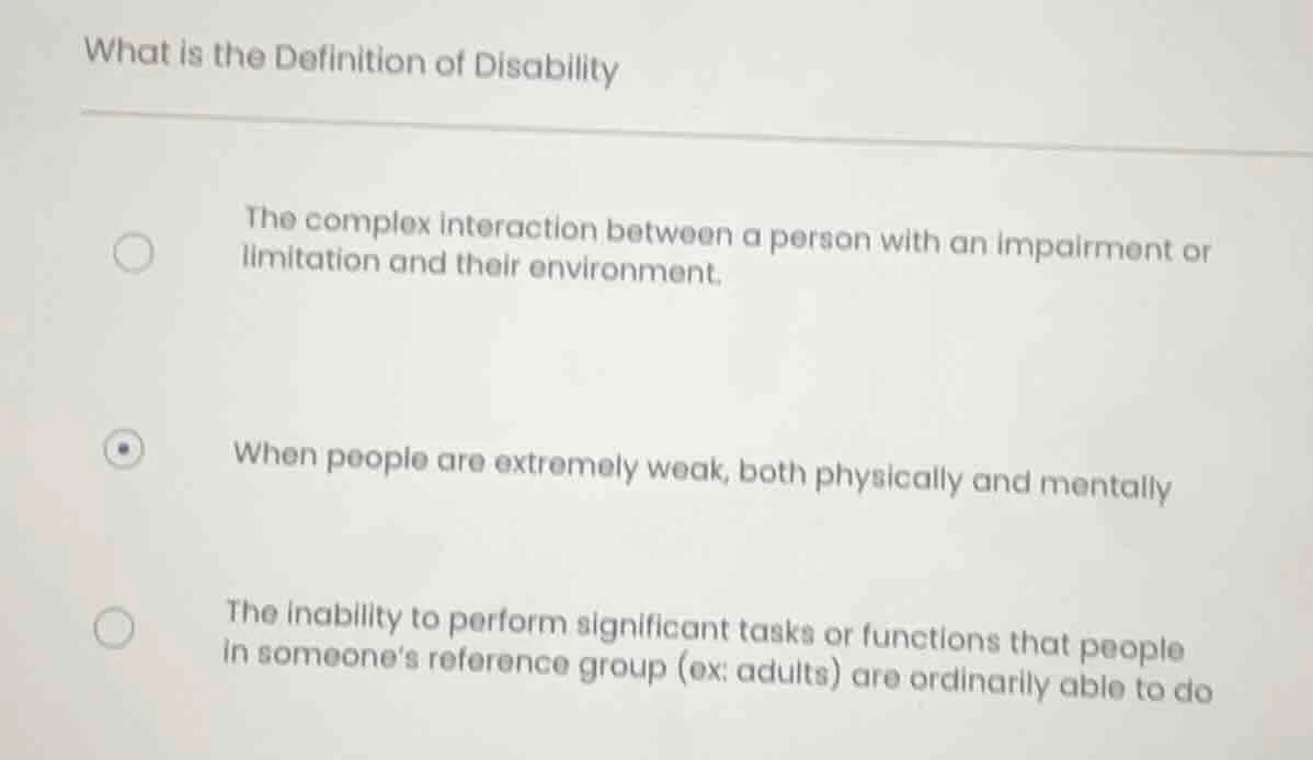 what is the definition of disability the complex interaction between a …
