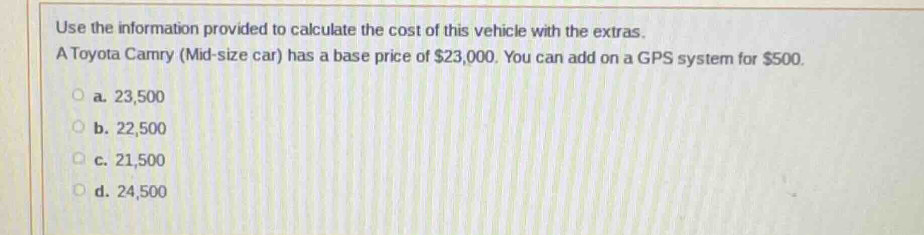 use the information provided to calculate the cost of this vehicle with…