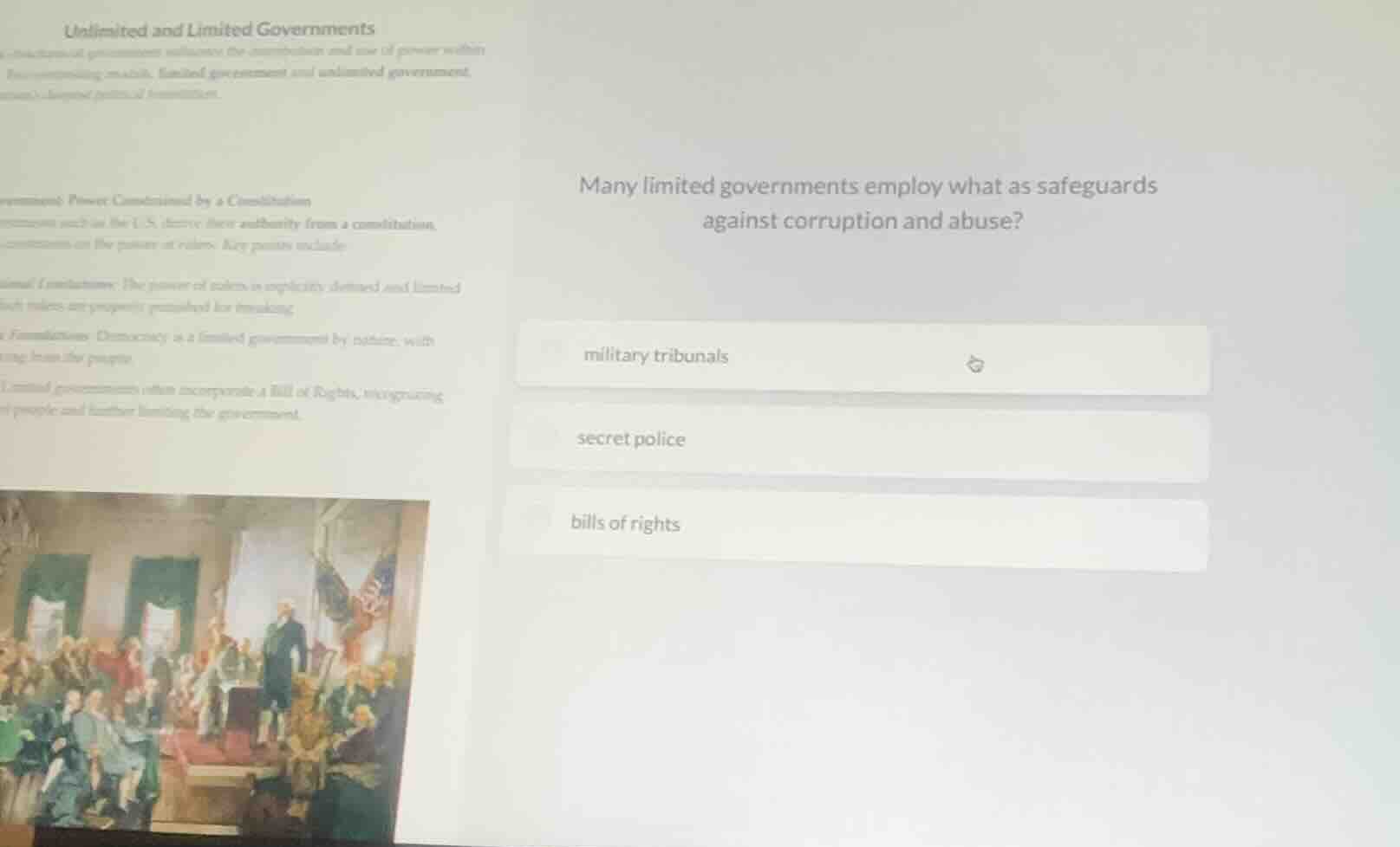 many limited governments employ what as safeguards against corruption a…